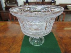 Large crystal glass punch bowl, 35cms diameter & a crystal glass stand, 15.5cms high. Price guide £