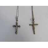 2 sterling silver crucifix with chains