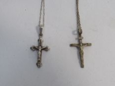 2 sterling silver crucifix with chains