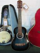 Aria AMB-JR semi-acoustic guitar in good condition. Price guide £50-60.