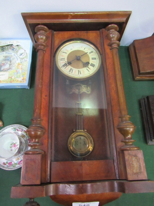 Mahogany cased pendulum wall clock. Price guide £10-15.