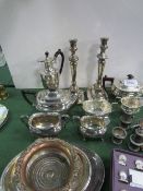 Silver plate items including pair of candlestick & ewer