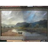 Gilt framed & glazed oil on canvas river & mountain scene, signed Brockman, 1878 (believed Charles H