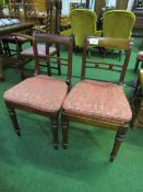 2 mahogany framed cane seat dining chairs. Price guide £10-20.