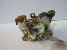 Very rare Mieissen figurine of 3 dogs, circa 1820. Price guide £1,200-1,400.