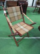 Bamboo-effect tartan fabric folding chair. Estimate £40-60.