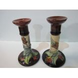 2 Moorcroft candlesticks, 20.5cms