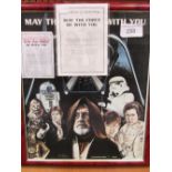 Star Wars poster 'May The Force Be With You' 133/160 of a Worldwide edition with certificate.