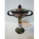 A Moorcroft 2-handled dish on stand, 22cms