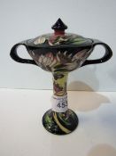 A Moorcroft 2-handled dish on stand, 22cms