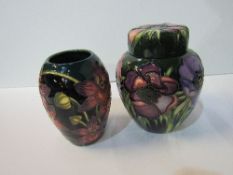 Moorcroft vase, 13cms & Moorcroft ginger jar, 15.5cms