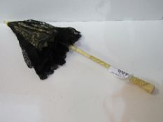 Victorian ivory handled silk & lace parasol. Estimate £20-30.