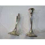 A pair of silver candlesticks (1x a/f), Chester, 1923, 20cms tall. Estimate £10-20.