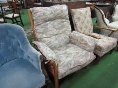 Ercol armchair c/w detachable cushions. Estimate £70-100.