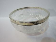 Large lead crystal bowl with hallmarked silver rim by Joseph Rogers & Son, Sheffield, circa 1908.