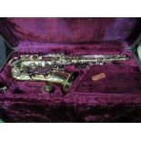 La Pleur saxophone imported by Boosey & Hawkes with care kit, spares & c/w fitted lined case, good