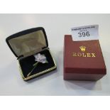 Coalport fine china 'Daisy' brooch in box & 1970's - 80's Rolex Seamaster red presentation box.