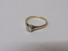 9ct gold solitaire diamond ring, size M, 1.7gms. Estimate £30-40.