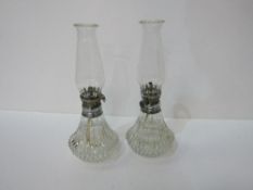 Pair of glass oil lamps