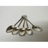 Set of 5 Georgian silver teaspoons, London 1828, maker TCS, engraved with the initial C, weight 2.