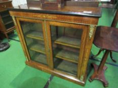 Rosewood inlaid & ormolu mounted display cabinet, 108cms x 30cms x 99cms. Estimate £80-100.