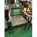 Oak armchair. Estimate £10-15.