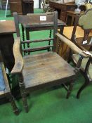 Oak armchair. Estimate £10-15.