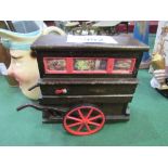 Music box in form of street barrel organ by Tallert of London. Estimate £20-25