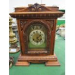 Large mahogany cased mantel clock. Estimate £20-30.