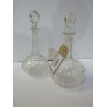 2 Victorian cut glass sherry decanters, 1ltr & 75cl. Estimate £15-30.