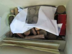 A box of various coins. Estimate £5-10.