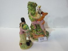 2 Staffordshire figurines. Estimate £30-40.