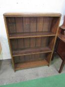 Oak open bookcase, 110cms x 76cms x 20cms. Estimate £10-20.