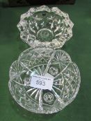 A very heavy lead crystal bowl & a footed crystal glass fruit dish. Estimate £10-20.