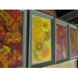 3 framed oil on canvas abstract signed H J Martin 1966 (x2) & 1950's (1) & another framed oil on