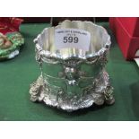 Unusual Victorian heavily embossed silver plated bottle stand decorated with grapes, vines & nude