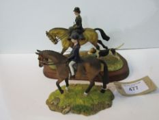 Northlight child on a pony & Border Fine Art lady riding side saddles with a hound