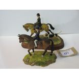 Northlight child on a pony & Border Fine Art lady riding side saddles with a hound