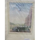 2 prints of 1946 advertisement posters - Harrods & Rover Cars. Estimate £5-10.