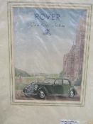 2 prints of 1946 advertisement posters - Harrods & Rover Cars. Estimate £5-10.