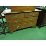 Oak chest of 2 over 2 drawers on casters, 105cms x 46cms x 69cms. Estimate £20-40.