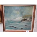 Framed & glazed oil on board 'Storm' signed K Deane Oliver. Estimate £10-20.