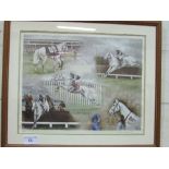 Limited edition print of Desert Orchid, signed Louise Wood '89. Estimate £10-20.