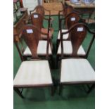 2 oak framed carver chairs with solid shaped splat & drop-in seats with 4 matching chairs (1 a/f).