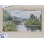 Pair of watercolours of river scenes by F G Coleridge