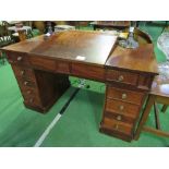 Mahogany pedestal desk with rising lid. Estimate £30-50.