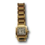 Cartier 'Tank Francaise' 18ct gold watch c/w 18ct gold bracelet strap, CC495950, in Cartier box