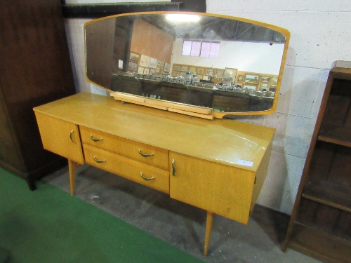 Meredew furniture 1950's style dressing table c/w mirror, 152cms x 47cms x 128cms. Estimate £10-20.