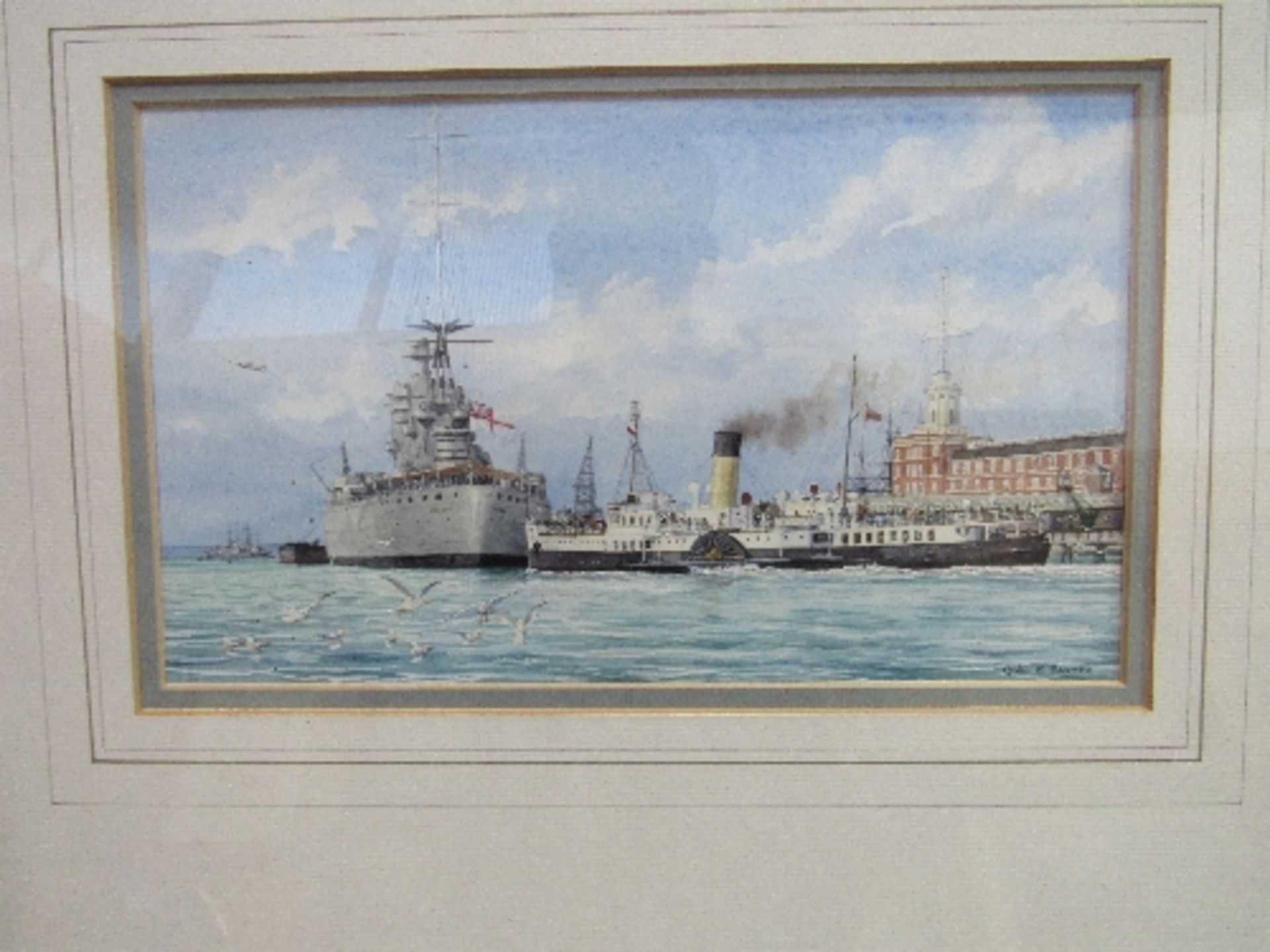 3 framed & glazed watercolours of ships, signed Colin H Baxter & 2 framed & glazed watercolours of - Image 2 of 3