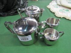 Old Hall stainless steel breakfast set: teapot, coffee pot, milk jug & sugar bowl. Estimate £20-30.